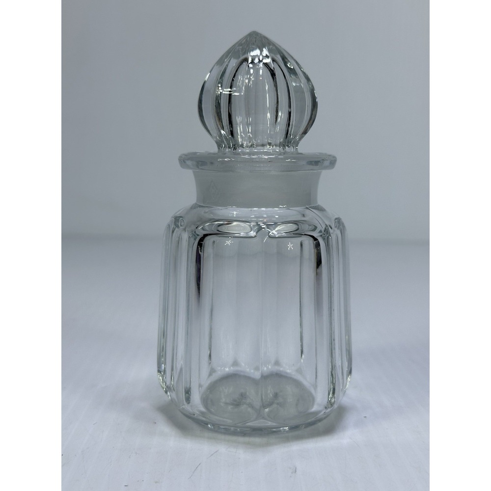 Vintage Heisey Glass Wide Flat Panel Stamped Apothecary Jar Fitted Ground Lid